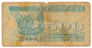 Ukrajna 1992. 500K (csak kék és sárga nyomatú variáns) T:VG Ukraine 1992. 500 Karbovanets (just blue and yellow underprint variant) C:VG Krause P#90var.