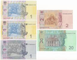 Ukrajna 2004. 2Hr + 2005. 1Hr + 20Hr + 2006-2011. 1Hr (2xklf) T:UNC
Ukraine 2004. 2 Hryvni + 2005. ...