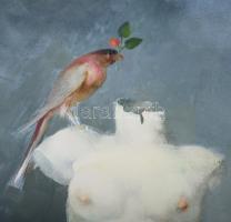 Szász Endre (1926-2003): Antik torzó madárral (négy évszak sorozat). Olaj, farostlemez, jelezve jobb...