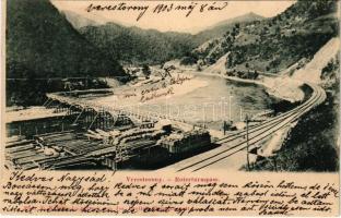 1903 Vöröstorony, Verestorony, Porcsesd, Porcesti, Turnu Rosu; fatelep és iparvasút / industrial railway, lumber yard