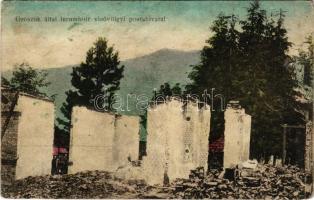 1916 Visóvölgy, Valea Viseului; oroszok által lerombolt postahivatal / post office destroyed by the Russians in WWI (r)