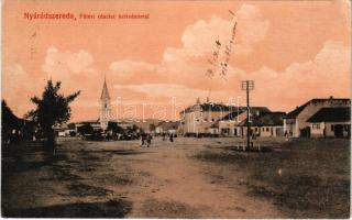 1925 Nyárádszereda, Miercurea Nirajului; Fő tér, heti vásár, piac. Csergőffy József üzlete és saját kiadása / main square, market, shop