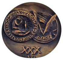 Szabó Iván (1913-1998) DN "Győrffy István Kollégium 1942 XXX" kétoldalas öntött bronz emlé...