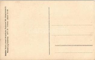 Első világháborúban szétlőtt templom belseje az oltárral, rohamsisakos osztrák-magyar katonák. Schäf...