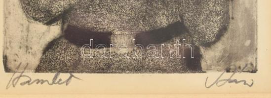 Szász Endre (1926-2003): Hamlet. Rézkarc, papír, jelzett, üvegezett fakeretben, 19,5×14,5 cm