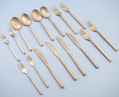 Skantha Finland, Sigvard Bernadotte (1907-2002) designer: 4 személyes evőeszköz készlet. 16 darab, c...