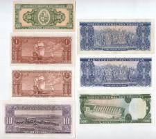 Uruguay 1948. 1P (2xklf) + 10P + 1966. 50c + 1967. 50P (2xklf) + 500P fekete "N$0,50" felü...
