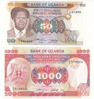 Uganda DN(1985) 50Sh + 1986. 1000Sh T:AU Uganda ND(1985) 50 Shillings + 1986. 1000 Shillings C:AU Krause P#20, P#26