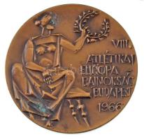 Kiss Nagy András (1930-1997) "VIII. Atlétikai Európa Bajnokság Budapest 1966" Kétoldalas bronz emlékérem (52mm) T.:AU,XF patina