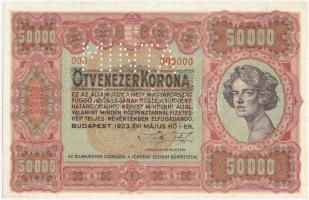 1923. 50.000K "Orell Füssli Zürich", "MINTA" perforcióval, piros "000"...