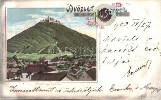 Huszt castle rainbow litho