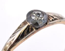 14 K arany (Au) gyűrű, gyémánttal 0,05 ct. jelzett br 1,4 g m: 58