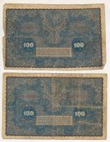 Lengyelország 1919. 100M (2x) (vízjeles papír) T:VG
Poland 1919. 100 Marks (2x) (watermark paper) C...