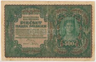 Lengyelország 1919. 500M (vízjeles papír) T:F-VG Poland 1919. 500 Marks (watermark paper) C:F-VG Krause P#28