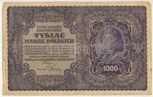 Lengyelország 1919. 1000M (vízjeles papír) T:VG Poland 1919. 1000 Marks (watermark paper) C:VG Krause P#29b