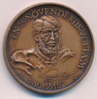 Sebestyén Sándor (1949-2010) 1989. "MÉE - 200 éves a sátoraljaújhelyi Kossuth Lajos Gimnázium / ... Én is a növendékük voltam... - Kossuth Lajos - 1810-1816" bronz emlékérem (42,5mm) T:AU