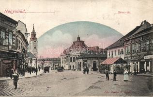 Nagyvárad Bémer square with the Café to the Hungarian King and the shop of Mór Lőrinc and Lebovits & Weisz (fa)