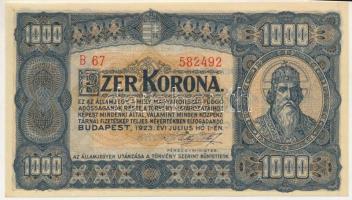 1923. 1000K "B 67 582492" nyomdahely jelölés nélkül T:AU kisebb saroktörések Adamo K37