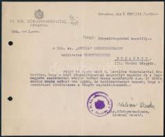 1941 Désakna (Ocna Dejului), Erdély, M. Kir. Sóbányahivatal bányalátogatási engedélye a 324. sz. "Attila" cserkészcsapat részére