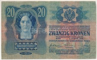 Csehszlovákia 1913. 20K "2324 722414" csehszlovák 20h bélyeggel felülbélyegezve T:F Czecho...