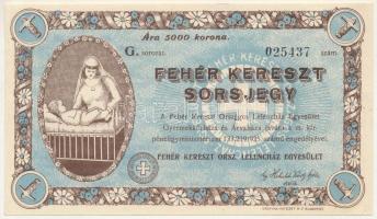 Budapest ~1926. "Fehér Kereszt sorsjegy" 5000K értékben, a Fehér Kereszt Országos Lelencház Egyesület Gyermekkórháza és Árvaháza javára, "G" sorozat T:AU