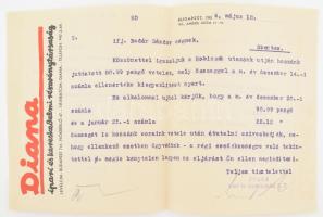 1934 Diana megrendelőlap és boríték tartalommal