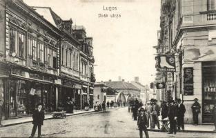 Lugos Deák street with Turul shoeshop and the shops of József Stern and Ignácz Breit