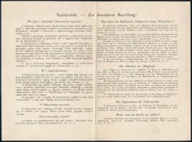 1908 Bp., a Katolikus Népszövetség tagsági levele, bélyegzett aláírásokkal, jó állapotban, középen h...