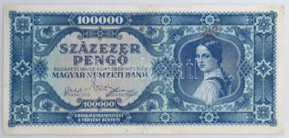 1945. 100.000P kék színű "M 019 007383" T:F restaurált Adamo P24