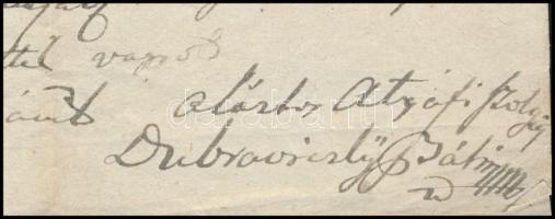 1814 Dubraviczky Bálint Szabó Dániel Pest vármegyei táblabírónak szóló levele 20 pesti mérő búza ügy...