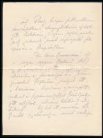 1916 Azonosítatlan személy autográf levele, báró Korányi Sándorné Kubinyi Margit (1874-1963) részére...