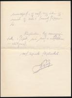 1916 Azonosítatlan személy autográf levele, báró Korányi Sándorné Kubinyi Margit (1874-1963) részére...