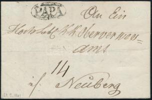 1841 Portós levél 14kr portóval "PÁPA" - Neuberg