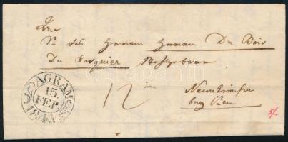 1844 Portós levél 12kr portóval "AGRAM 1844" - Neunkirchen