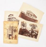cca 1880 4 db olasz városkép, antik emlékekkel 18x12 cm Velence, Nápoly, Róma