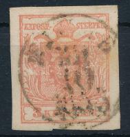 1850 3kr HP III keretszakadás 2 oldalon "FIUME 1855"