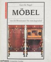 Gert K. Nagel: Möbel von der Renaissance biz zum Jugendstil. Battenberg Antiquitäten-Katalogue. Augsburg, 1994., Battenberg Verlag. Német nyelven. Nagyon gazdag képanyaggal illusztrált. Kiadói kartonált papírkötés, kissé karcos, kissé foltos, kissé kopott borítóval, a gerinc alján apró sérüléssel.