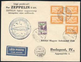 1931 Zeppelin magyarországi körrepülés levél 2P Zeppelin bélyeggel