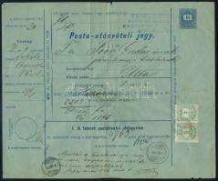 1876 10kr díjjegyes Posta-utánvételi jegy 3kr pár kiegészítéssel "BUDAPEST FŐPOSTA" - Alba