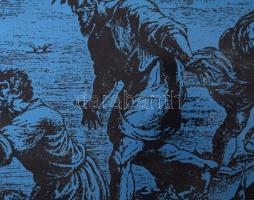 Raffaello után: Csodálatos halfogás. nyomat, fémlemez, jelzés nélkül, XX. sz. második fele, kissé ko...