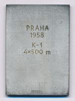 Csehszlovákia 1958. "ICFIC World Championships" egyoldalas ezüstözött fém kajak-kenu díjpl...