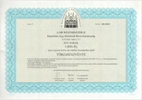 Göd 1995. "HB Westminster II. Kárpótlási Jegy Befektető Részvénytársaság" kamatozó részvén...