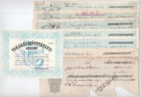 1872-1944. 13db vegyes váltó bélyegzésekkel, okmánybélyegekkel + 1988. "Takarékszövetkezeti rés...