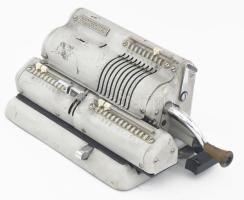 Calcorex mechanikus kalkulátor. cca 1955, Jugoszlávia, TRS Zagreb Számítógépgyár, kopással, 34x14 cm...