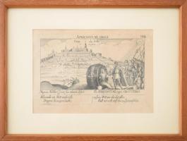 cca 1678 A budai vár látképe egy közmondás illusztrációjának hátterében, "Ofen das Schloss"...