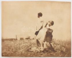 Vidarény Iván (1887-1982): Meggyes csendélet (1925) jelzett vintage fotó nagyítás 24x17 cm másik old...