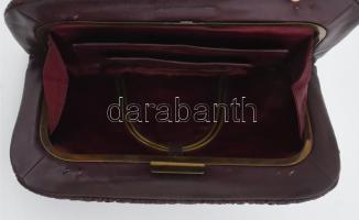 cca 1920, elegáns bőr női táska, 32x18 cm