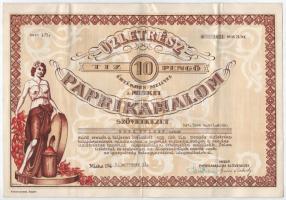 Miske 1942. "Miskei Paprikamalom Szövetkezet" üzletrészjegye 10P-ről (2x), sorszámkövetők ...