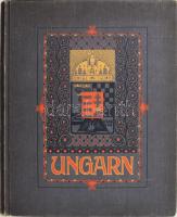 Kain, Albert: Ungarn. Im Auftrage des königlich Ungarischen Handelsministers herausgegeben von der Direktion der königlich Ungarischen Staatsbahnen. Unter Mitwirkung von Stefan Barsony, Julius Bodnar, Samuel Borovszky, Béla Erödi, Béla Gonda, Wilhelm Hanko, Ludwig Loczy, Theodor Novak, Willibald Semayer, Karl Siegmeth, Johann Sziklay, Ladislaus Toldy. Redigiert von Albert Kain. 700 Illustrationen und 1 Karte in 4 Farben. 2. Ausgabe. Stuttgart, 1911. Chr. Belser?sche Verlagsbuchhandlung,2+ 400 p. + 1 (kihajtható színes térkép, rajta a Szent Korona országaival) t. Oldalszámozáson belül Erdélyi Mór udvari fotográfus 700 szövegközti felvételével, szecessziós fejezetkezdő tollrajzokkal rendkívül gazdagon illusztrált Magyarország-album. Keretdíszes oldalakkal. A felvételek többsége a dualizmus korának civilizációs haladását hirdeti, a dualizmus városképei, főterei, vasúti portréi mellett a magyarországi fürdőhelyeknek, illetve az alföldi magyar parasztéletnek, mint nemzeti karakterisztikumnak szentel fő figyelmet. Kiadói aranyozott, festett, dombornyomású szecessziós egészvászon-kötés, a borítón a magyar nagy címerrel és a Szent koronával, kopott borítóval, kijáró lapokkal.