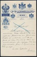 ca 1905 P. V. Ardeliano k.u.k. udvari szállító parfűmárus Habsburg Károly, később IV. Károly király részére szóló születésnapi jó kívánságokat tartalmazó levele. / Ardeliano k.u.k. Károly Habsburg, court transporter of perfumery's letter containing good birthday wishes to the later King Charles.